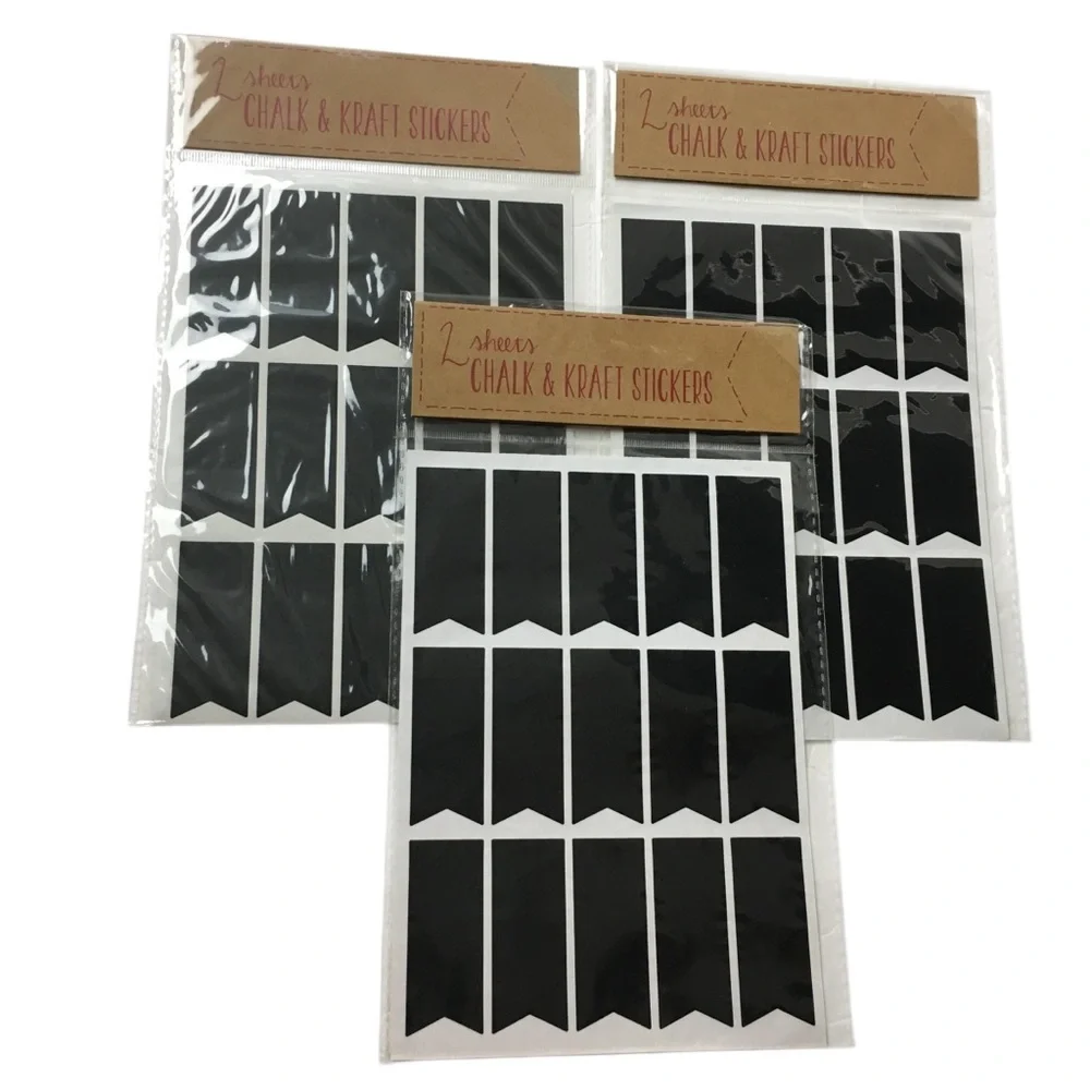 Chalk & Kraft Stickers 6 Sheets 111 Total Banner Heart Circle Bookmark Labels